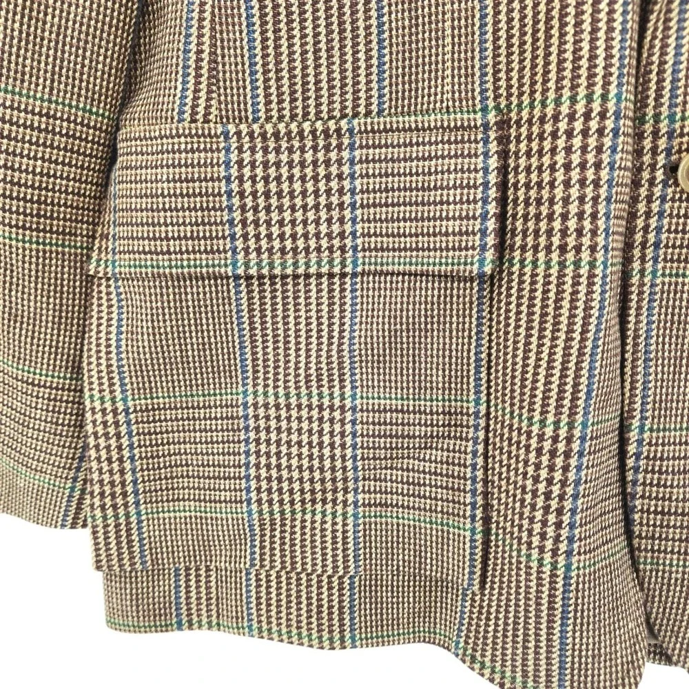 Polo Ralph Lauren Glen Plaid Blazer 40R Men Linen Brown Academia Italy NEW $1198